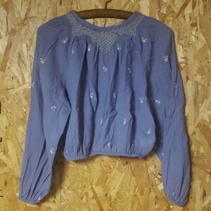 American Eagle Outfitters Lavender Embroidered Blouse